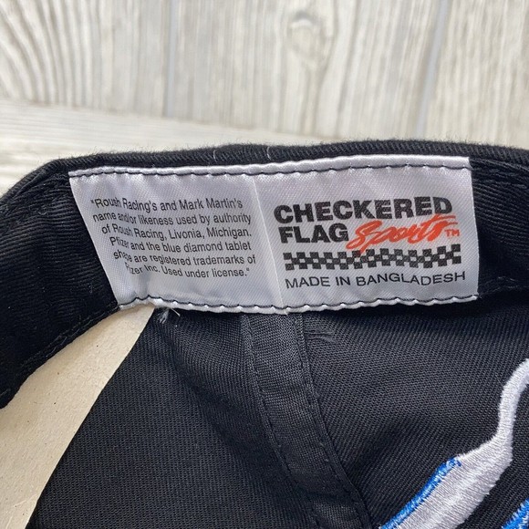 Mark Martin Cap Hat #6 Pfizer Roush Racing NASCAR Black Strapback Pinstripe NEW - Picture 7 of 8